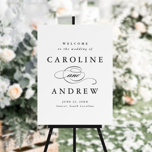 Classic Script Black and White Wedding Welcome Poster (Creator Uploaded)