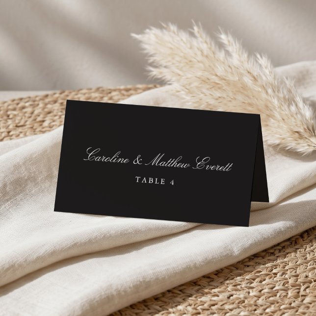 Classic Script Black Elegant Custom Name Wedding Table Number (Creator Uploaded)