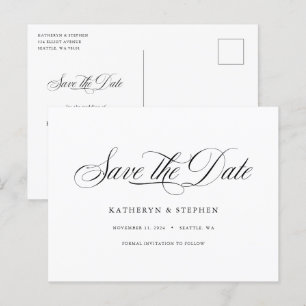 Classic Script Calligraphy Elegant Save The Date Postcard