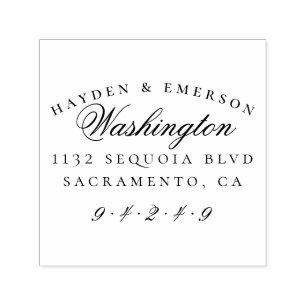 Classic Script   Couple's Wedding Return Address Self-inking Stamp