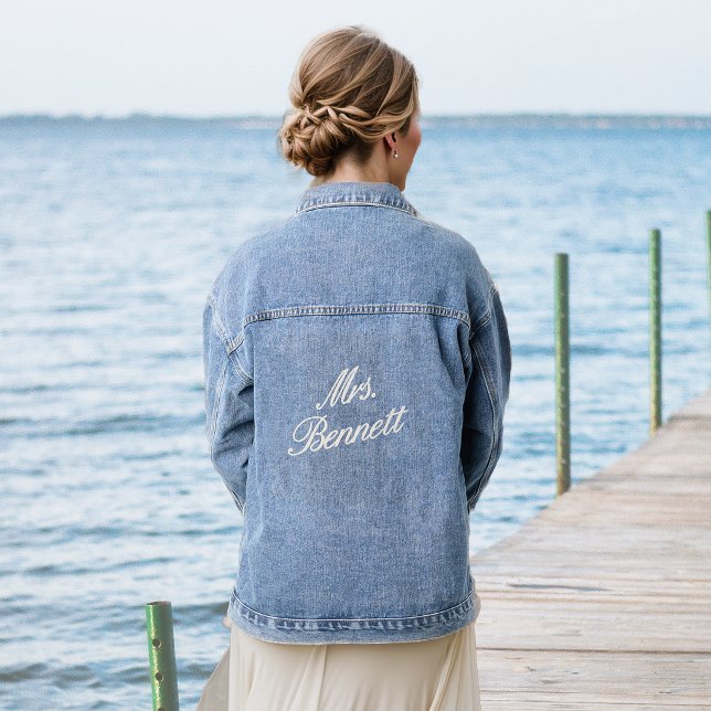 Classic Script Custom Name Wedding Denim Jacket (Creator Uploaded)