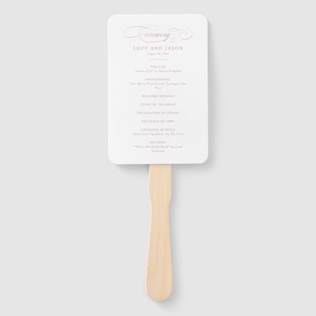 Classic Script Elegance Wedding Ceremony Hand Fan (Front)