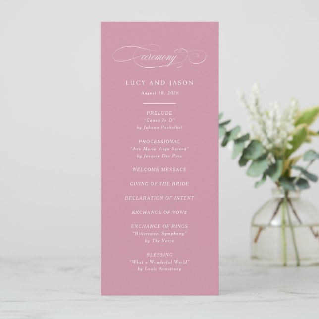 Classic Script Elegance Wedding Ceremony Programme (Standing Front)