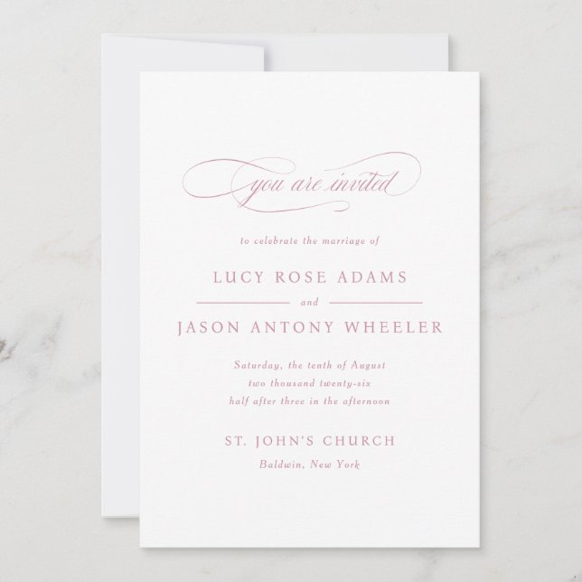 Classic Script Elegance Wedding Invitation (Front)