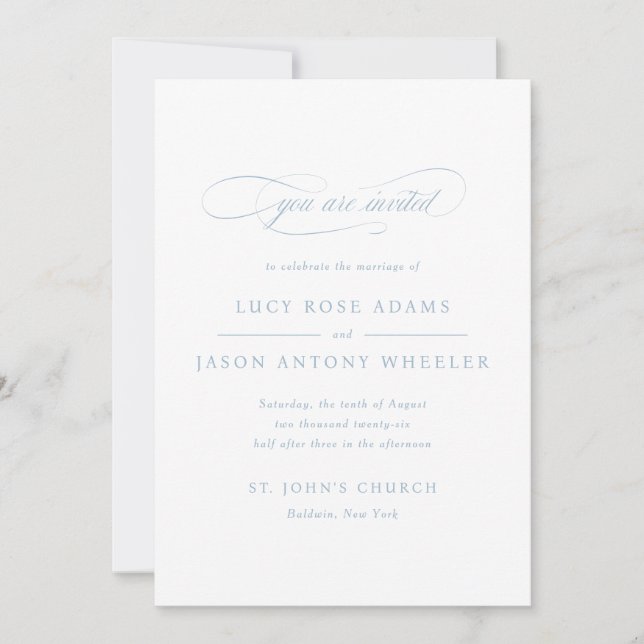 Classic Script Elegance Wedding Invitation (Front)