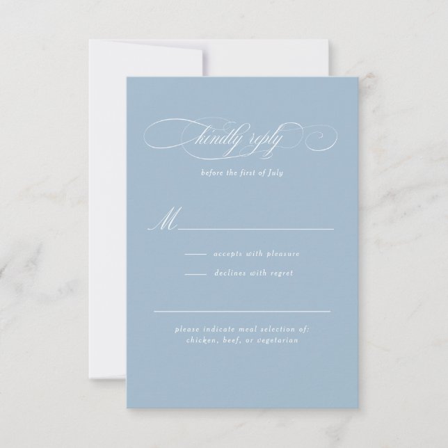 Classic Script Elegance Wedding RSVP Card (Front)