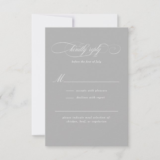 Classic Script Elegance Wedding RSVP Card (Front)