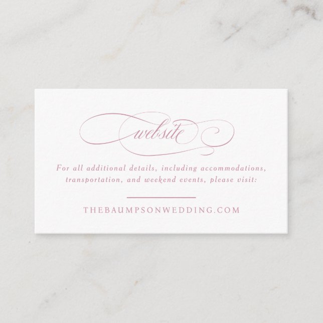 Classic Script Elegance Wedding Small Website Enclosure Card (Front)