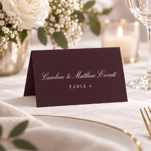 Classic Script Elegant Custom Name Plum Place Card