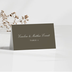 Classic Script Elegant Custom Olive Place Card