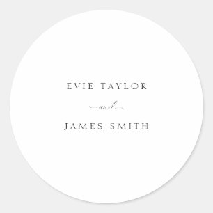 Classic Script Elegant Minimalist Wedding Classic Round Sticker