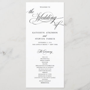 Classic Script Elegant Wedding Ceremony Program Programme