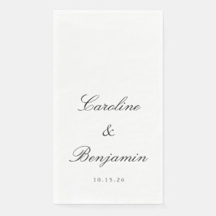 Classic Script Elegant Wedding Custom Name White Napkin