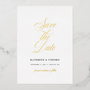Classic Script Elegant Wedding Save The Date Gold