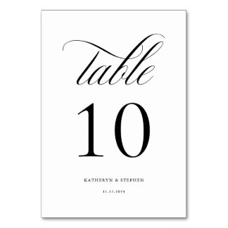 Classic Script Elegant Wedding Table Number 10