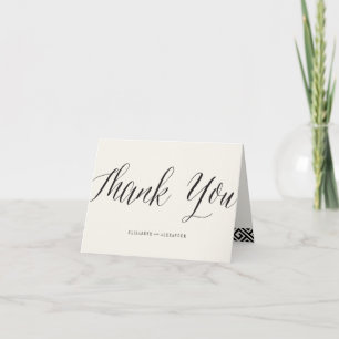Classic Script Geometric Wedding Thank You Card