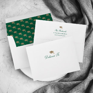Classic Script Gold Cap Graduation Invitation Envelope