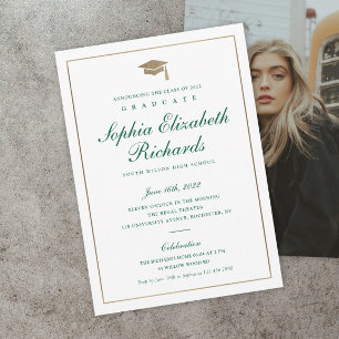 Classic Script Gold Photo Graduation Announcement