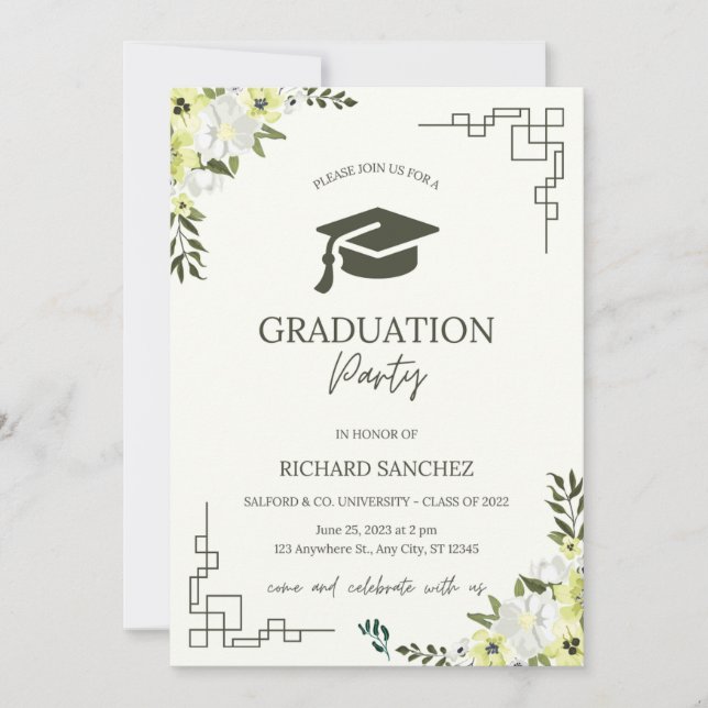 Classic Script Gold Photo Graduation Invitation (Front)