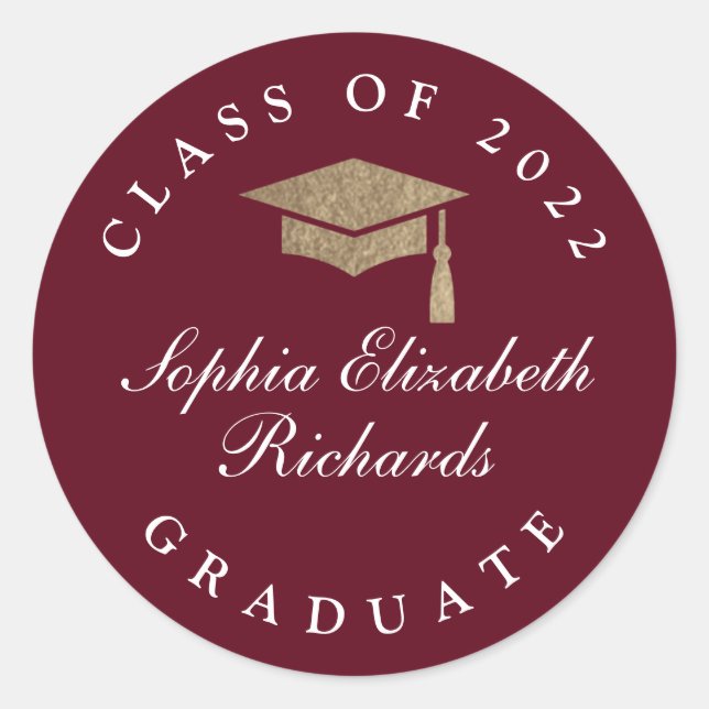 Classic Script Graduation Classic Round Sticker (Front)