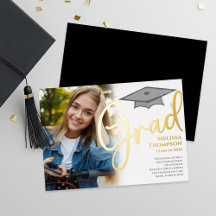 Classic Script Graduation Photo Template Gold