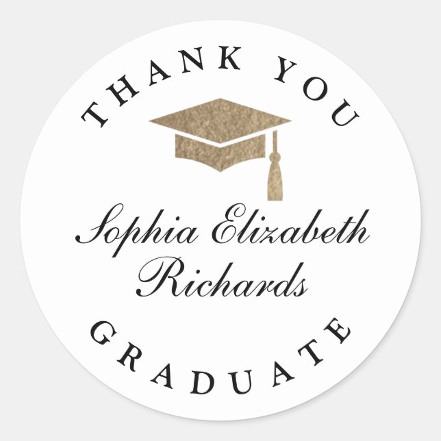 Classic Script Graduation Thank You Round Sticker (Front)