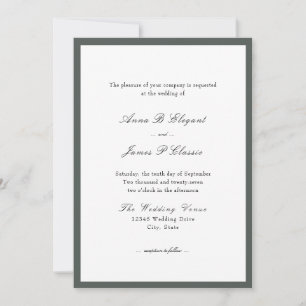 Classic Script Green Wedding Invitation