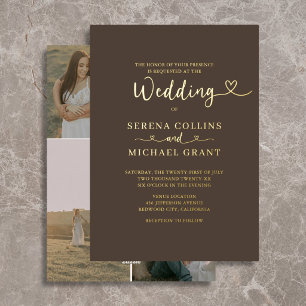 Classic Script Heart 4 Photo Terracotta Wedding
