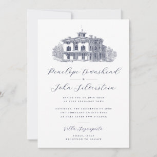 Classic Script Italian Villa Destination Wedding Invitation