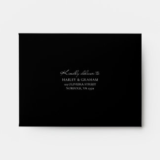 Classic Script Minimal Calligraphy Black Wedding Envelope