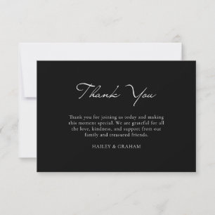 Classic Script Minimal Calligraphy Black Wedding Thank You Card