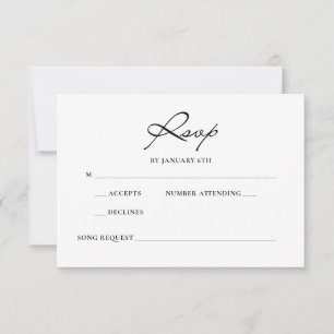 Classic Script Minimal Calligraphy White Wedding RSVP Card