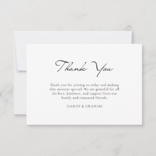 Classic Script Minimal Calligraphy White Wedding Thank You Card