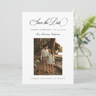 Classic Script Minimal Photo 2026 Wedding Save The Date