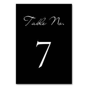 Classic Script Minimalist Black Wedding Table Number