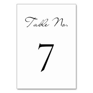 Classic Script Minimalist White Wedding Table Number