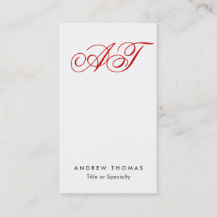 Classic Script Monogram White Clean Business Card