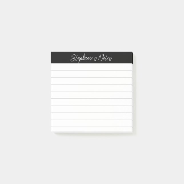 Classic Script Notes Black Grey Lined (Front)