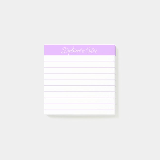 Classic Script Notes Light Lavender Lined (Front)