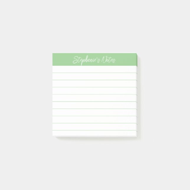 Classic Script Notes Sage Green Lined (Front)
