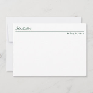 Classic Script Offset Name Green Personalised Flat Card