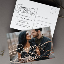 Classic Script Overlay Photo Save the Date