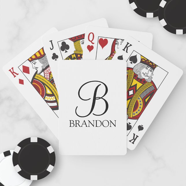 Classic Script Personalised Monogram and Name  Playing Cards (Creator Uploaded)