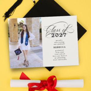 Classic Script Photo Graduation Announcement