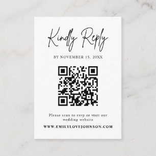 Classic Script QR Code Wedding RSVP Enclosure Card