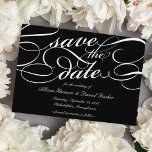 Classic Script Save the Date | Black<br><div class="desc">Elegant save the date cards in timeless black and white feature embellished script lettering for a classic,  formal look.</div>