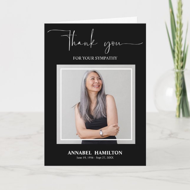 Classic Script Sympathy Thank You Photo Card (Front)