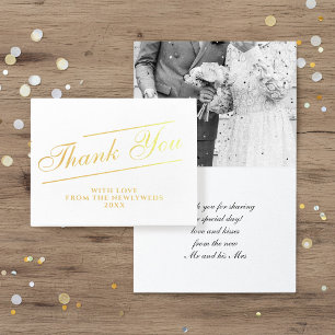Classic Script Thank You Wedding Photo Foil Card