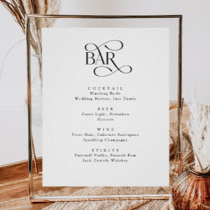 Classic Script The Bar Wedding Drinks Menu Sign