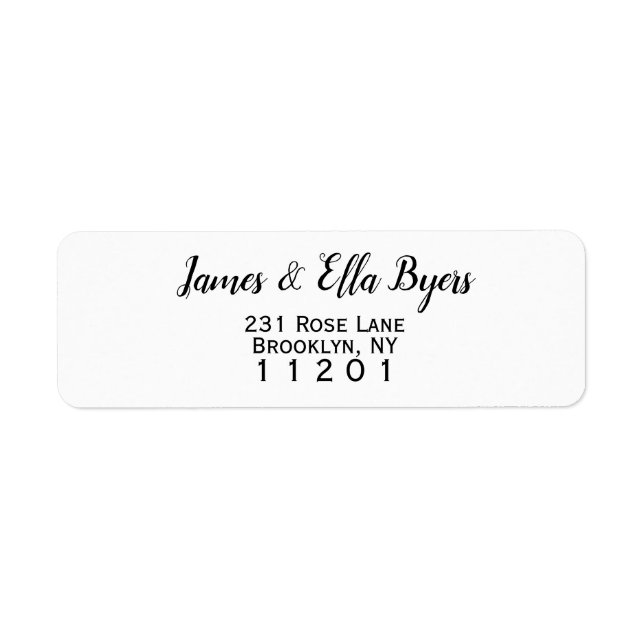 Classic Script Typography Return Address Label (Front)